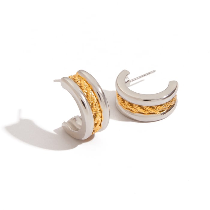 Classic Geometric Stainless Steel MIxed Color  Stud Earrings