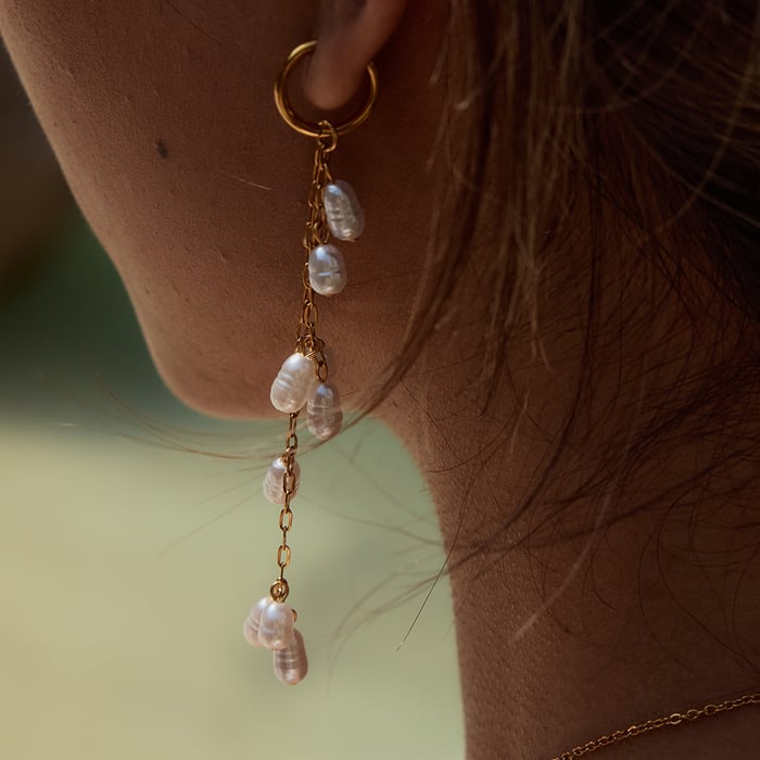 Elegant Tassel Stainless Steel  Gold Color  Dangle Earrings h5Picture6