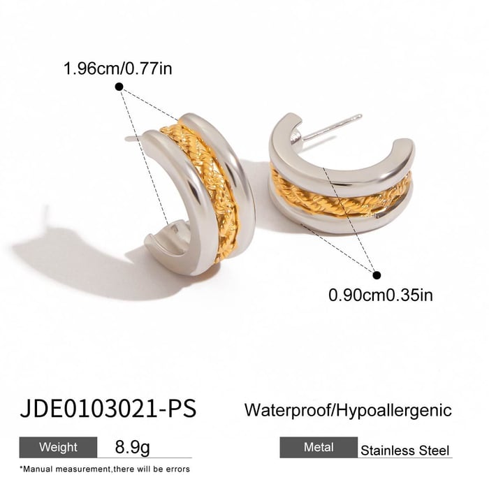 Classic Geometric Stainless Steel MIxed Color  Stud Earrings h5Picture2