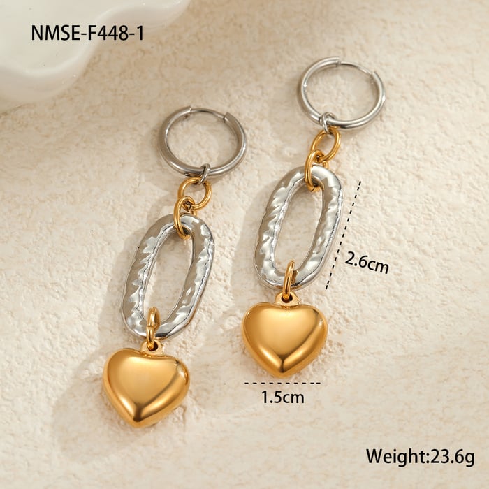 1 Pair Luxurious Series Sweet Heart Stainless Steel Women's Drop Earrings