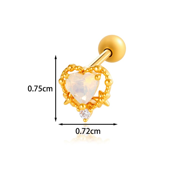 1 Piece Simple Series Simple Heart Copper   Gold Color  Zircon Women's Piercings Earrings h5Picture2