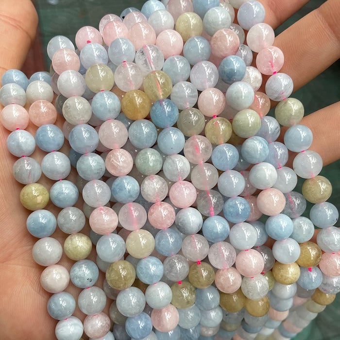1 String Romantische Serie Süße Rosa Beryll Naturstein Schmuck Perlen h5Bild2