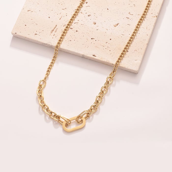 Classic Squircle Chain Stainless Steel Gold Color Women's Chain Necklaces h5Picture5