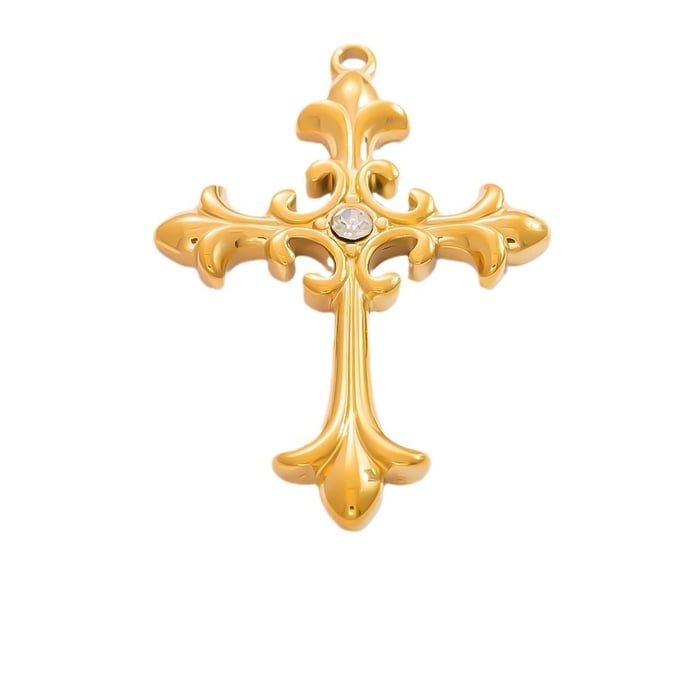 Various Cross Stainless Steel Gold Color Zircon Women's Pendants h5Picture6