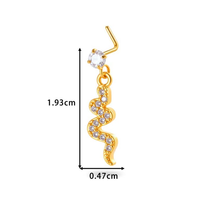 1 Piece Simple Series Simple Heart Copper   Gold Color  Zircon Women's Nose Stud h5Picture2