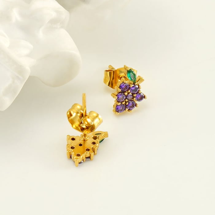 Traube Edelstahl Gold Farbe Piercings Ohrringe h5Bild5