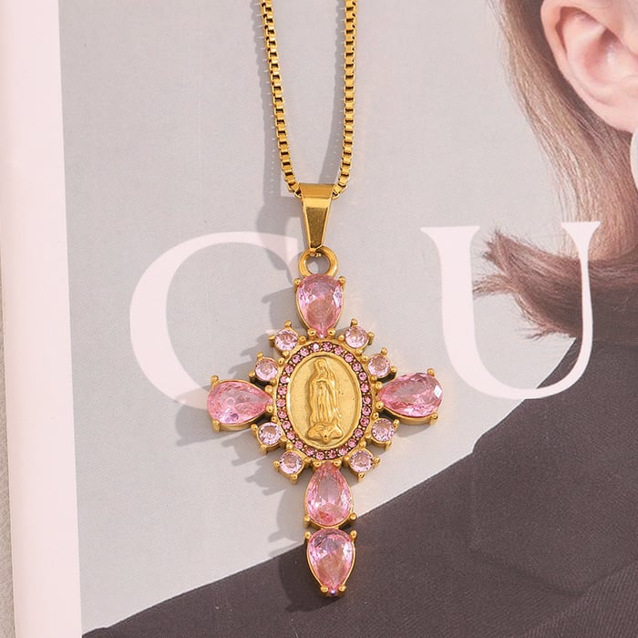 Luxurious Series Classic Cross Stainless Steel Women's Pendant Necklaces h5Picture3