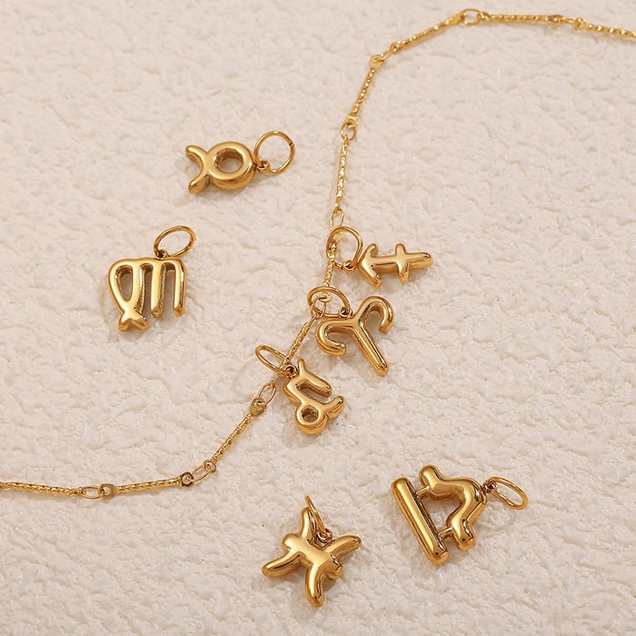 The Twelve Zodiac Signs Stainless Steel  Gold Color Pendants h5Picture2