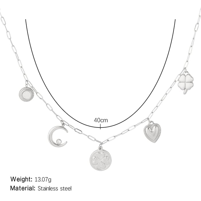 1 Piece Daily Clover Stainless Steel Gold Color Women's Pendant Necklaces h5Picture2