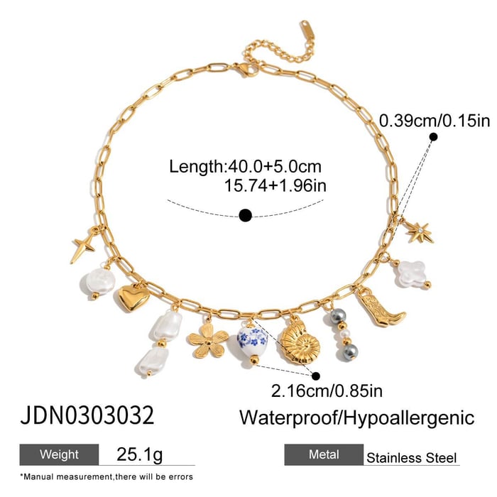 Romantic Stainless Steel Gold Color Pendant Necklaces h5Picture2