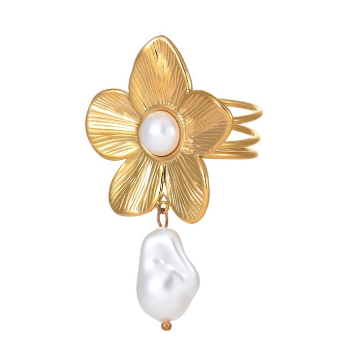 1 Paar Luxuriöse Serie Tägliche Blume Edelstahl Gold Farbe Gold Farbe Ringe h5Bild5