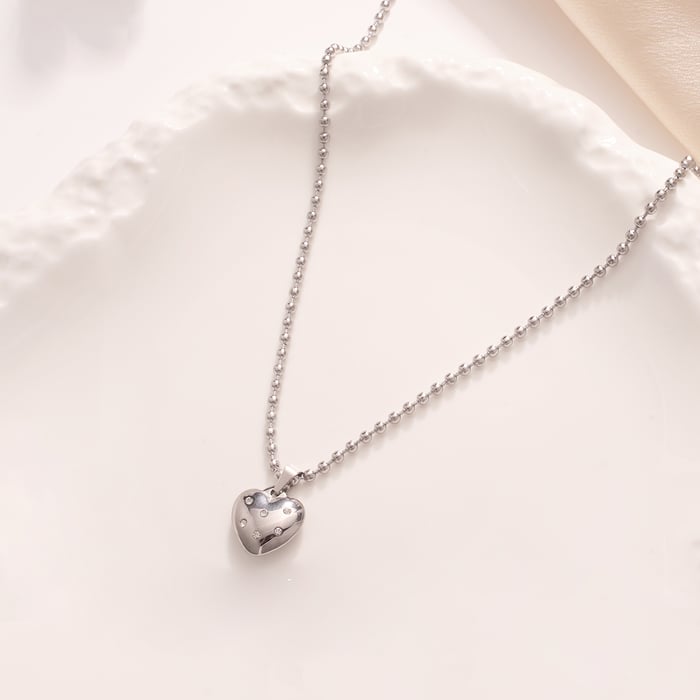 Minimalist Heart Stainless Steel Silver Color Women's Pendant Necklaces h5Picture6