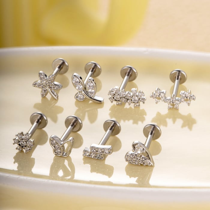 1 Stück Simple Series Simple Heart Kupfer Gold Farbe Zirkon Damen Piercings Ohrringe Bild6