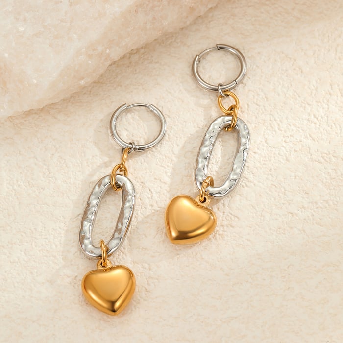 1 Pair Luxurious Series Sweet Heart Stainless Steel Women's Drop Earrings h5Picture4