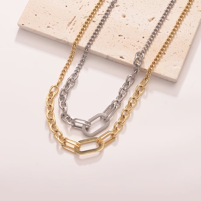 Classic Squircle Chain Stainless Steel Gold Color Women's Chain Necklaces h5Picture4