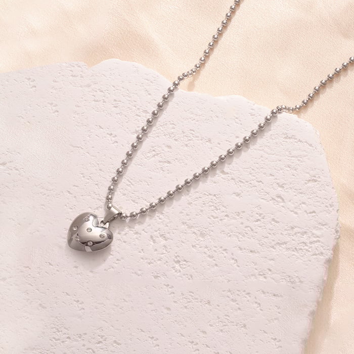 Minimalist Heart Stainless Steel Silver Color Women's Pendant Necklaces h5Picture3