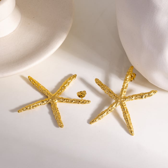Stylish Solid Colored Starfish Stainless Steel Women's Stud Earrings h5Picture3