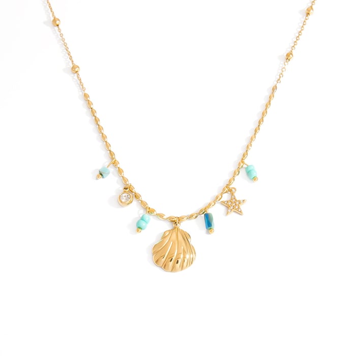 Vacation Shell Stainless Steel Gold Color Women's Pendant Necklaces h5Picture6