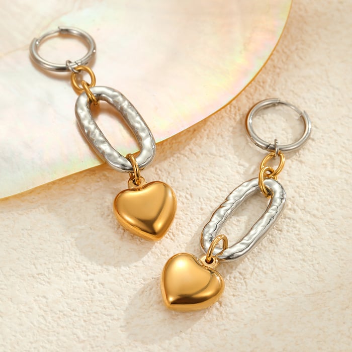 1 Pair Luxurious Series Sweet Heart Stainless Steel Women's Drop Earrings h5Picture3