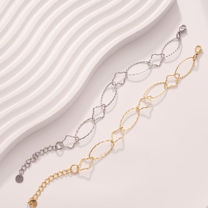 Anspruchsvolle ovale Charm-Armbänder aus goldfarbenem Edelstahl für Damen h5Bild6