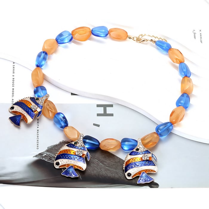 Vacation Resin Fish Beaded Necklaces h5Picture2