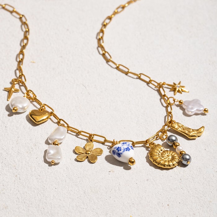 Romantic Stainless Steel Gold Color Pendant Necklaces