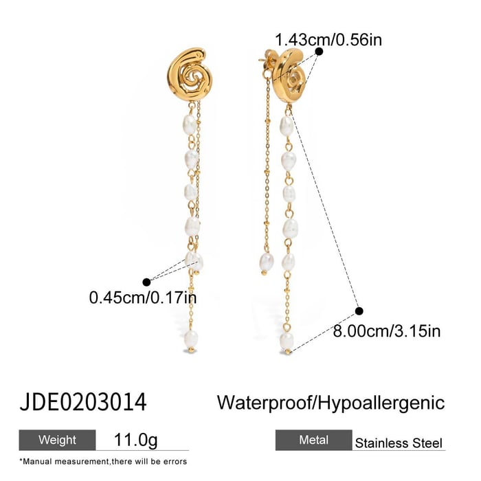 Elegant Tassel Stainless Steel Gold Color Dangle Earrings h5Picture2