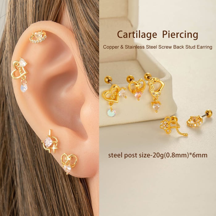 1 Piece Chic Heart Titanium Steel Zircon Women's Stud Earrings h5Picture7