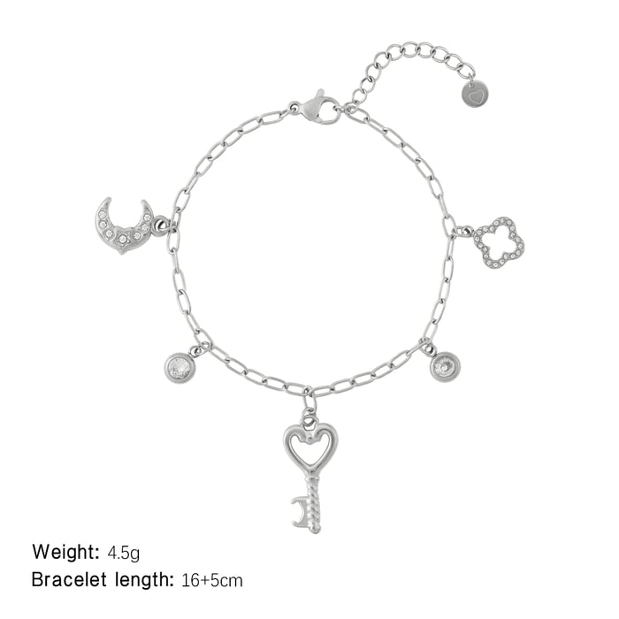 Herz Schlüssel Edelstahl Gold Farbe frauen Charm Armbänder h5Bild2