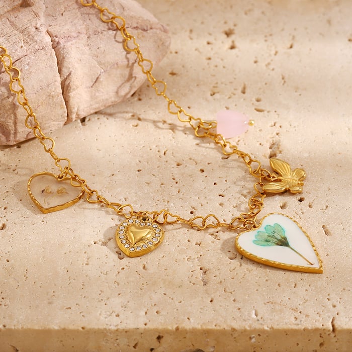 Luxury Style Romantic Heart Butterfly Pendant Women's Necklaces h5Picture6