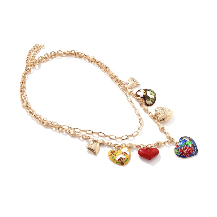 Retro Heart Alloy Layered Necklaces h5Picture3