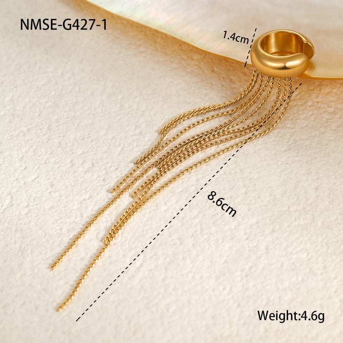 1 Pair Luxurious Series Daily Tassel Stainless Steel   Gold Color  Women's Ear Cuffs