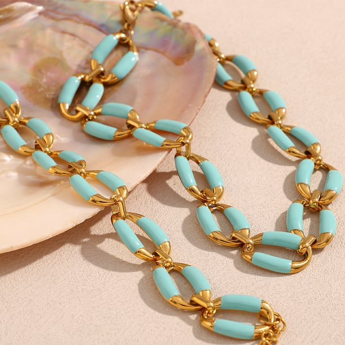 Einfache Serie Süße Einfarbig Edelstahl Damen Kette Halsketten h5Bild2