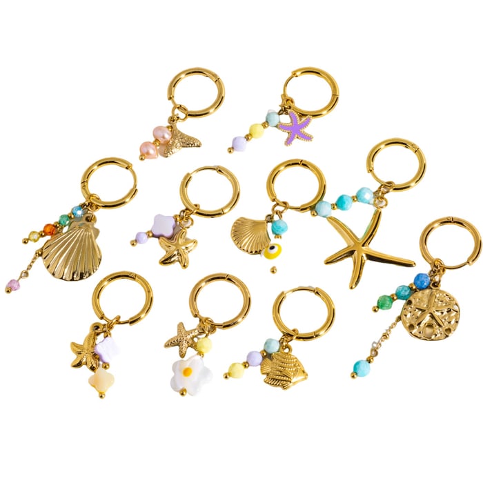 1 Piece Ocean Series Starfish Gold - colored Stainless Steel Pendant Earrings h5Picture5