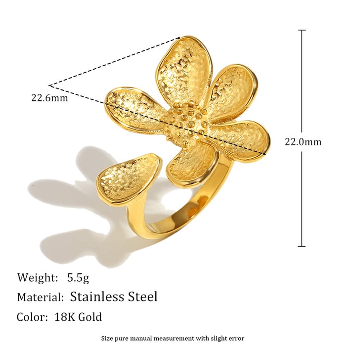 Luxus-Stil Blumen Themen Gold Edelstahl Damen Ringe Bild2