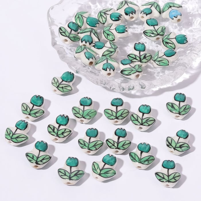 1 Piece Green Series Ceramics DIY Jewelry Bead