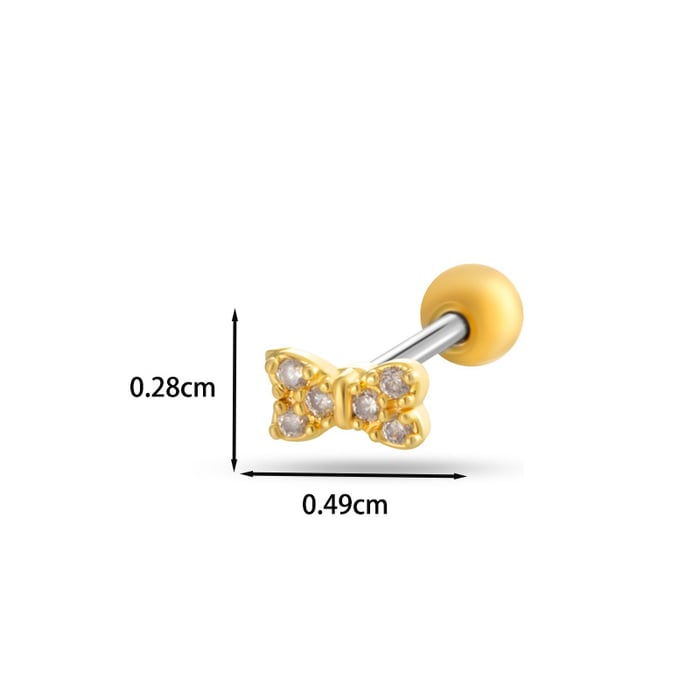 1 Stück Schleife Knoten Kupfer Gold Farbe Zirkon Piercings Ohrringe h5Bild2