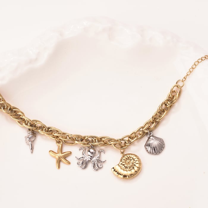 Octopus Oceanic Edelstahl Gold Farbe Damen Charm Armbänder h5Bild4