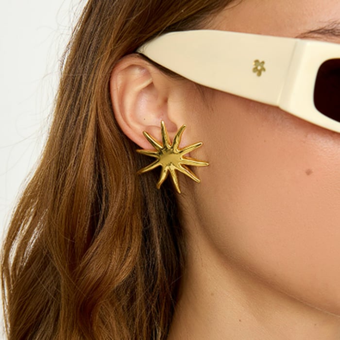 Simple Sun Stainless Steel Gold Color Stud Earrings h5Picture6