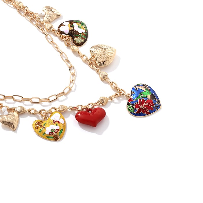 Retro Heart Alloy Layered Necklaces h5Picture4