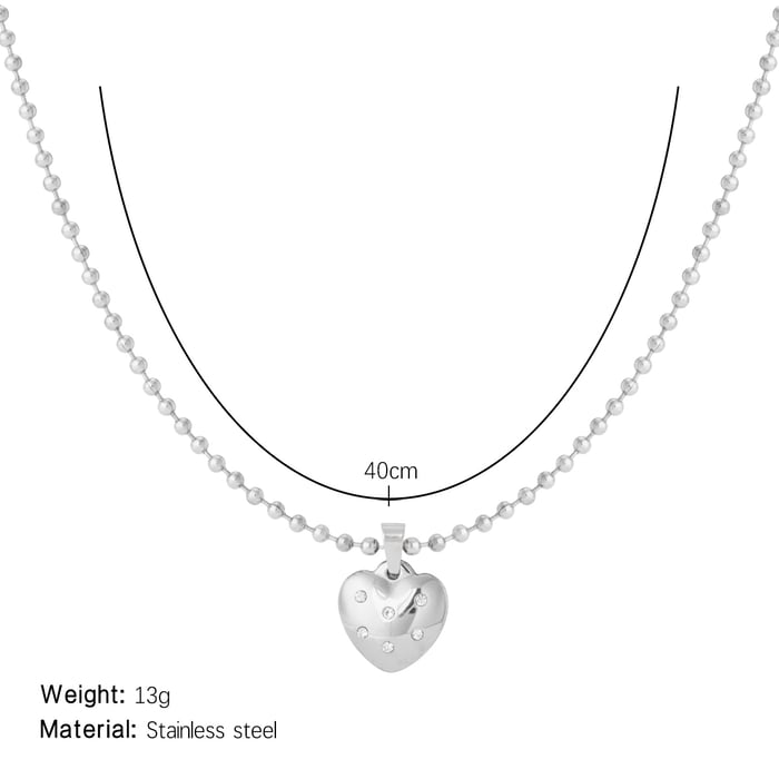 Minimalist Heart Stainless Steel Silver Color Women's Pendant Necklaces h5Picture2