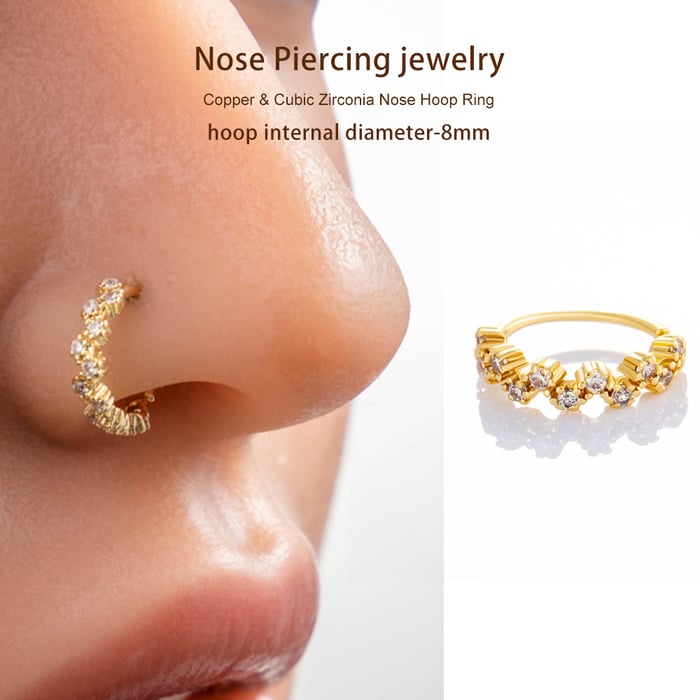 1 Piece Copper Gold Color Zircon Nose Stud h5Picture4