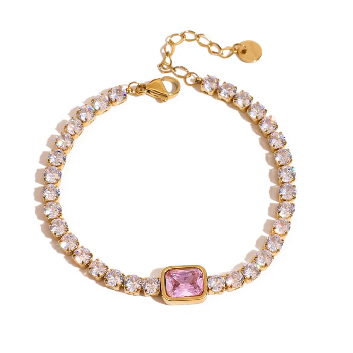 Luxurious Heart Stainless Steel Gold Color Charm Bracelets h5Picture2