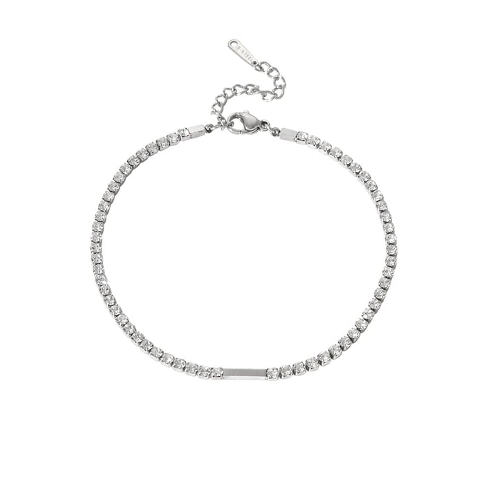 1 Pair Daily Geometric Stainless Steel   Gold Color  Rhinestone Anklets h5Picture3