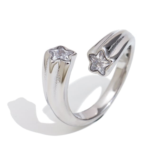 1 Stück Simple Series Tägliche Edelstahlringe mit Edelsteinen für Damen h5Bild3