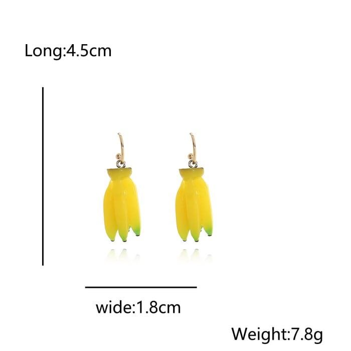 1 paire de jolies boucles d'oreilles pendantes en résine en forme de banane