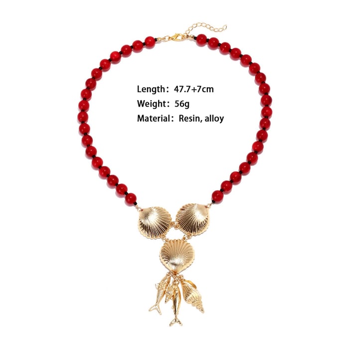 1 Piece Fish Alloy Beaded Necklace