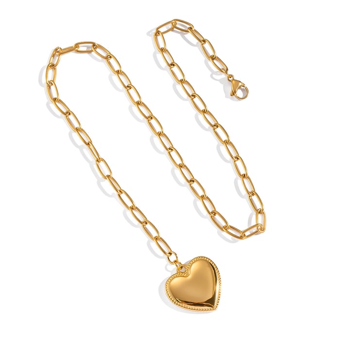 1 Piece Heart  Stainless Steel Gold Color Pendant Necklace h5Picture5
