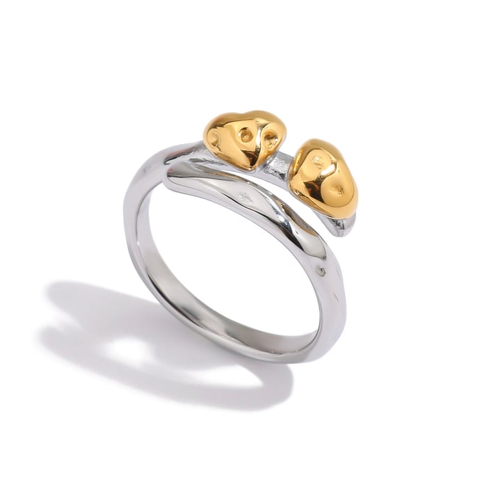 1 Piece Simple Series Heart Stainless Steel Gold & Silver Color Statement Rings