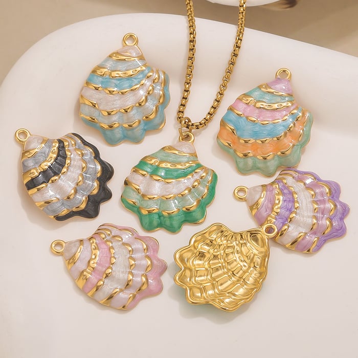 1 Piece Sophisticated Shell Stainless Steel Gold Color Women's Pendants h5Picture3
